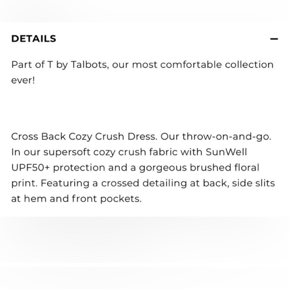 T by Talbots NWOT Cross Back Cozy Crush Dress UPF 50+ Small Petite - Picture 10 of 11